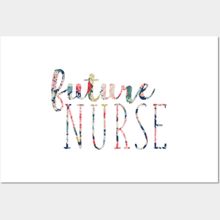 Navy Floral Future Nurse Posters and Art